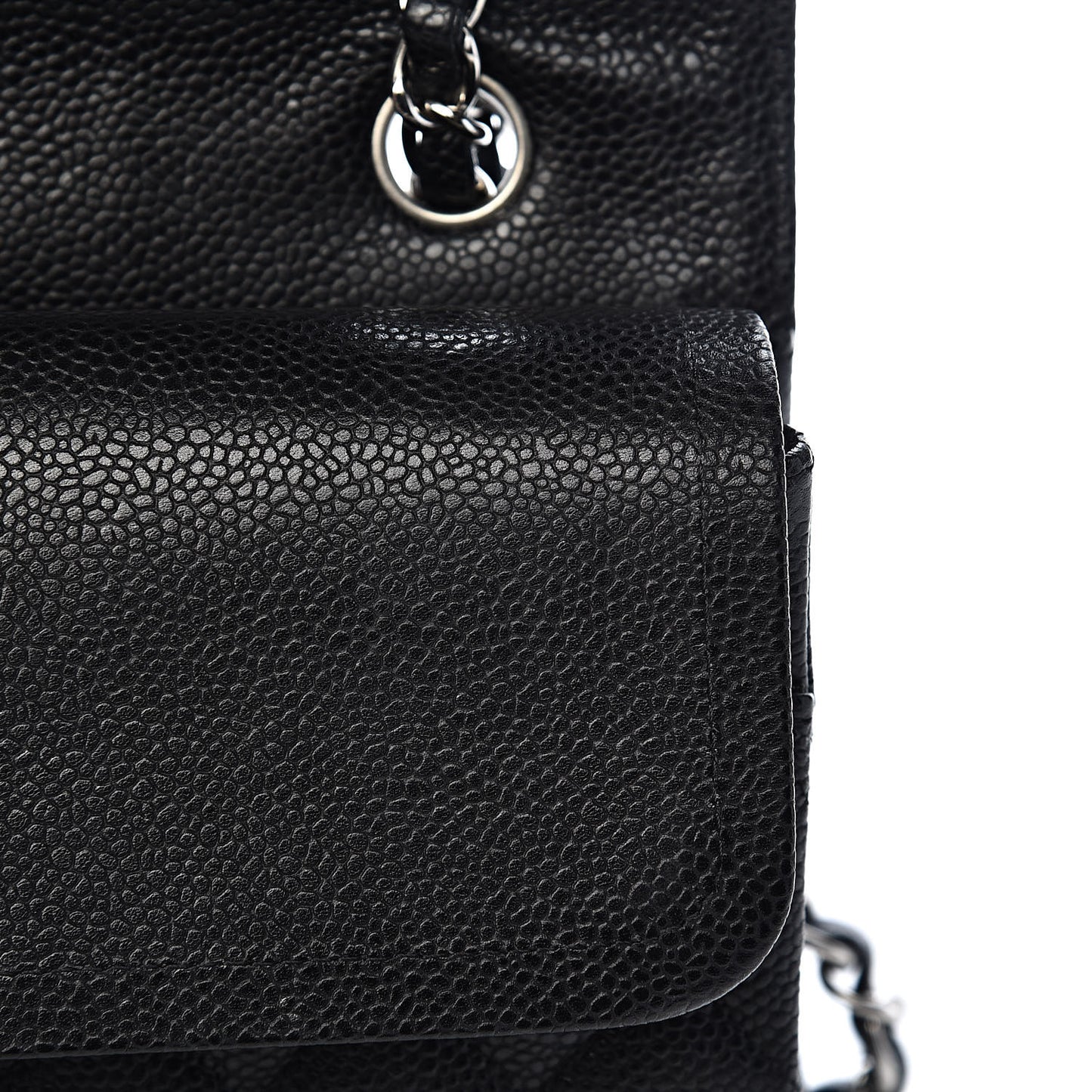 Caviar Quilted Medium Double Flap Black