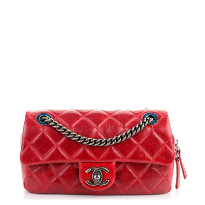 Chanel Glazed Calfskin Quilted Small Duo Color Flap Red 1 of 7