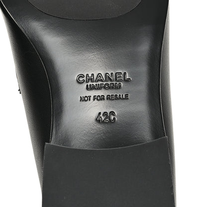 Chanel Lambskin Mens Stitched CC Loafers 42 Black 7 of 10