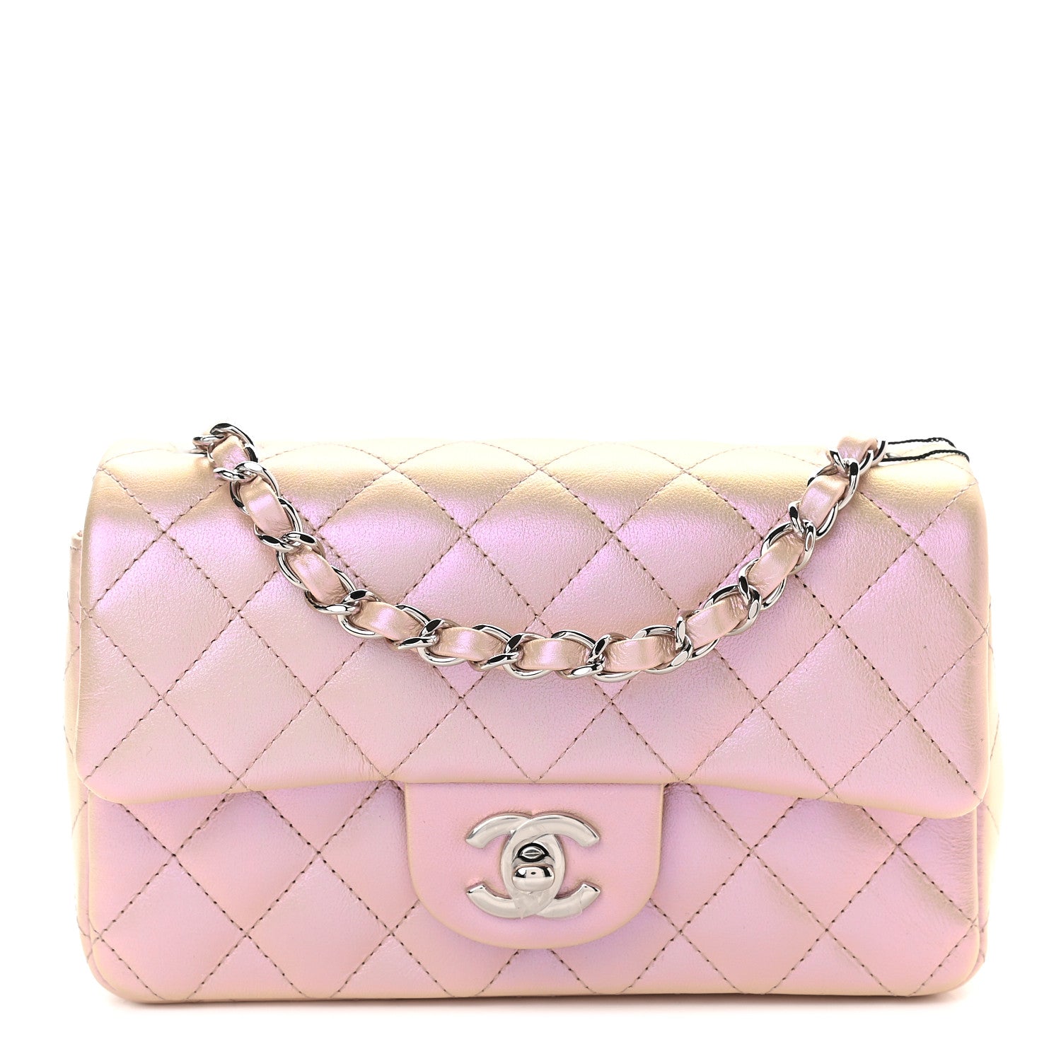 Chanel Iridescent Lambskin Quilted Mini Rectangular Flap Pink 1 of 9