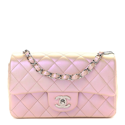 Chanel Iridescent Lambskin Quilted Mini Rectangular Flap Pink 1 of 9