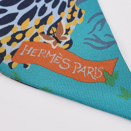 Hermes Silk Dans un Jardin Anglais Twilly Canard Vert Jaune 5 of 5