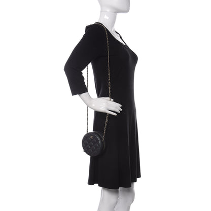 Chanel Iridescent Caviar Quilted Round Clutch With Chain Black 2 of 11