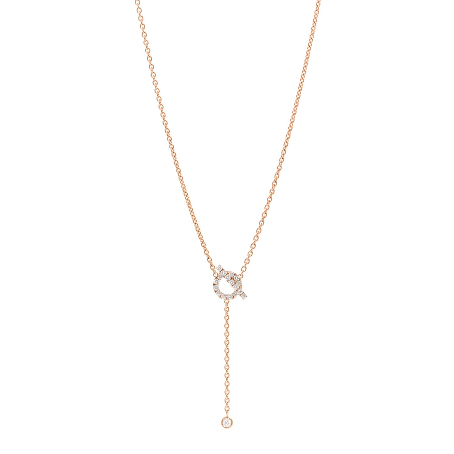 18K Rose Gold Diamond Finesse Lariat Necklace