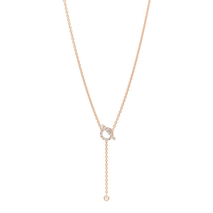 Hermes 18K Rose Gold Diamond Finesse Lariat Necklace 1 of 4