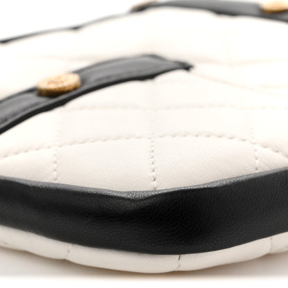 Chanel Lambskin Quilted Medium Girl Shoulder Bag White Black 8 of 12