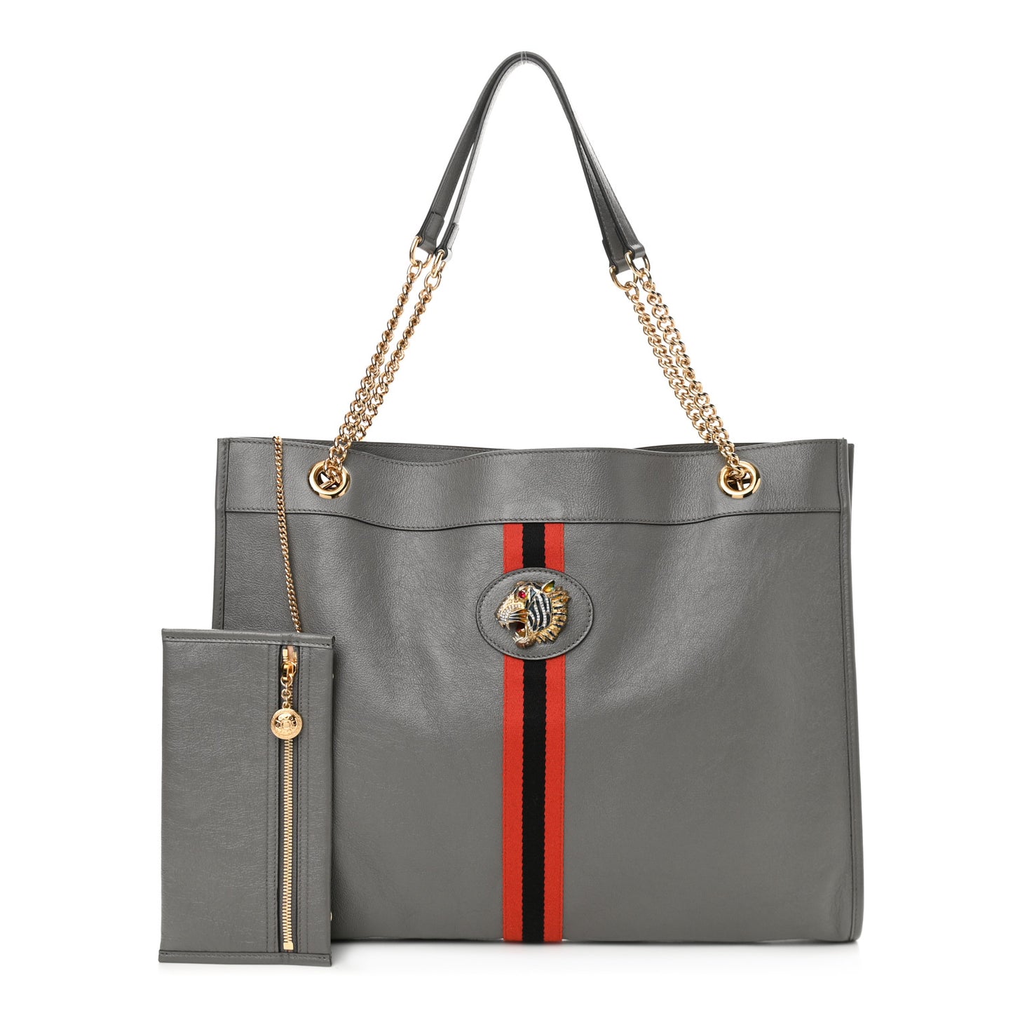Calfskin Large Rajah Chain Tote Grey