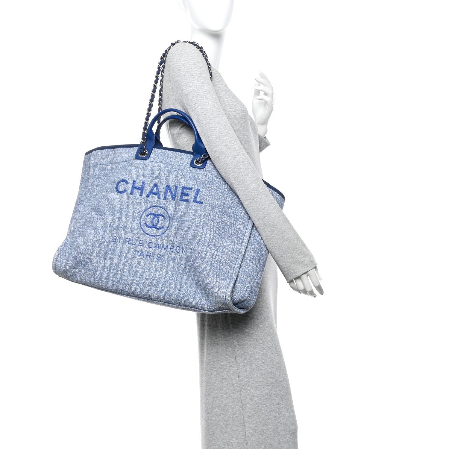 Chanel Canvas Extra Large Deauville Tote Blue 2 of 10