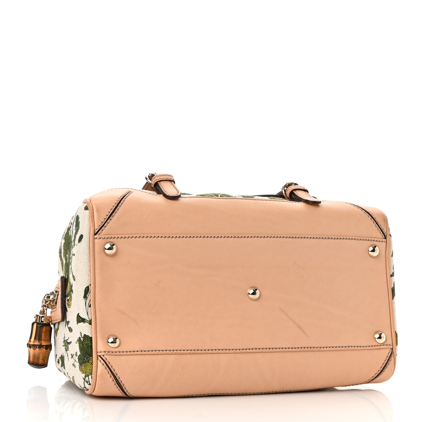 Canvas Floral Flora Bamboo Top Handle Boston Bag Multicolor