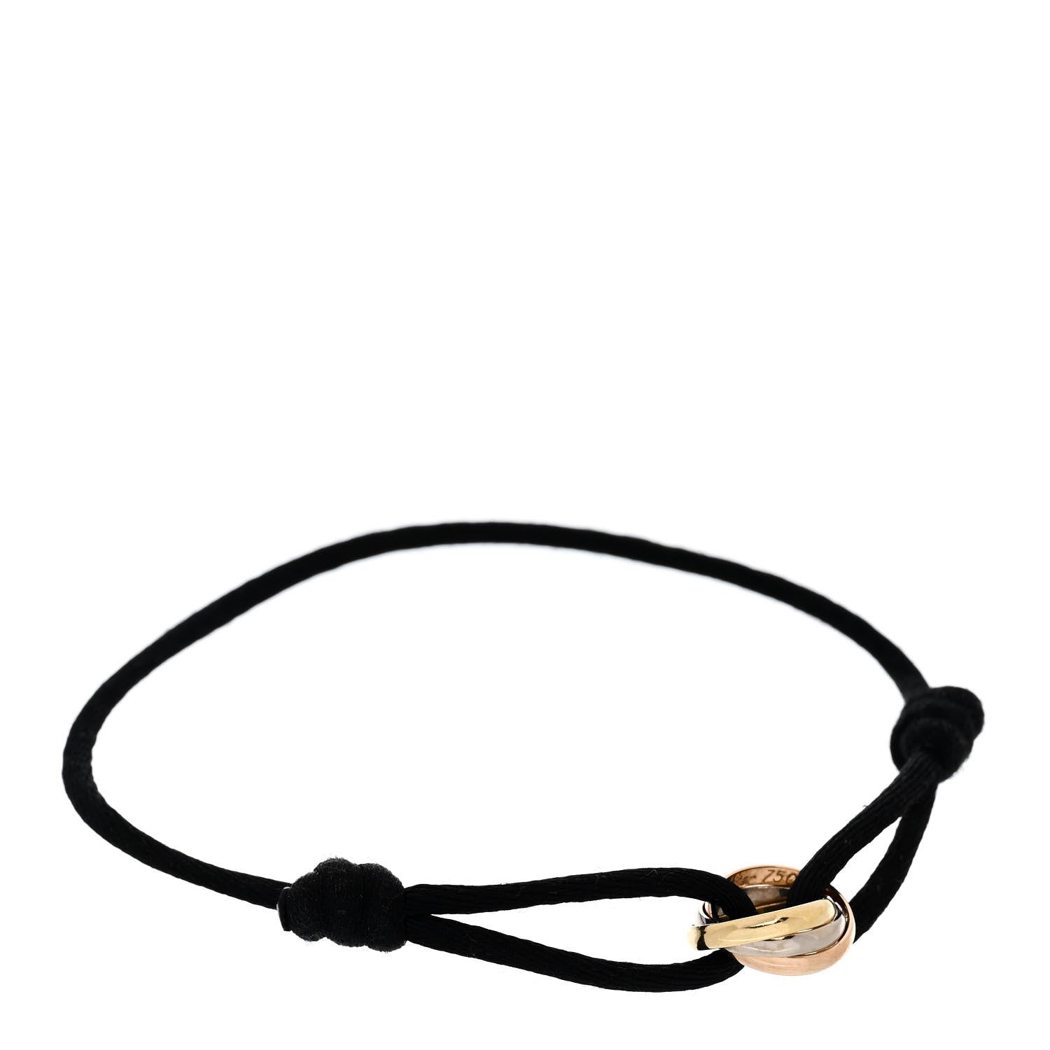 Cartier 18K Pink Yellow White Gold Trinity Adjustable Cord Bracelet Black 1 of 6