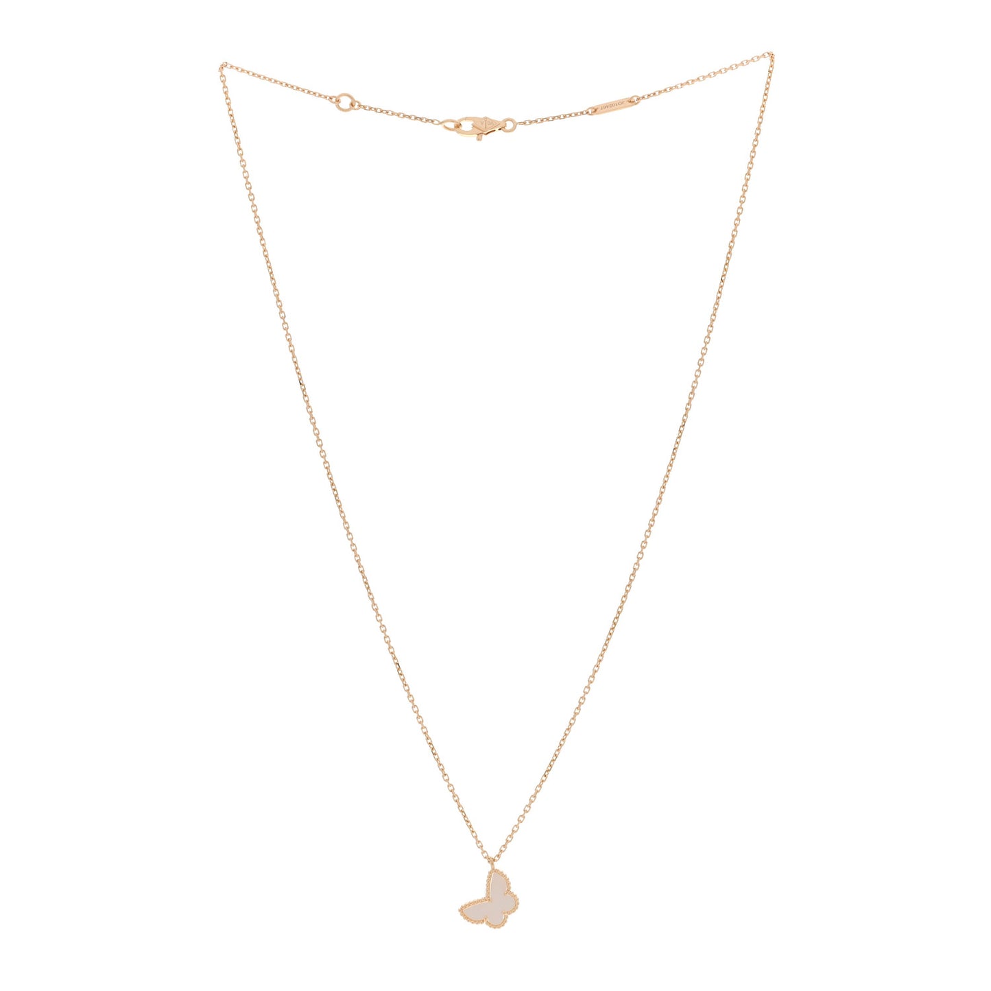 18K Yellow Gold Mother of Pearl Sweet Alhambra Butterfly Pendant Necklace
