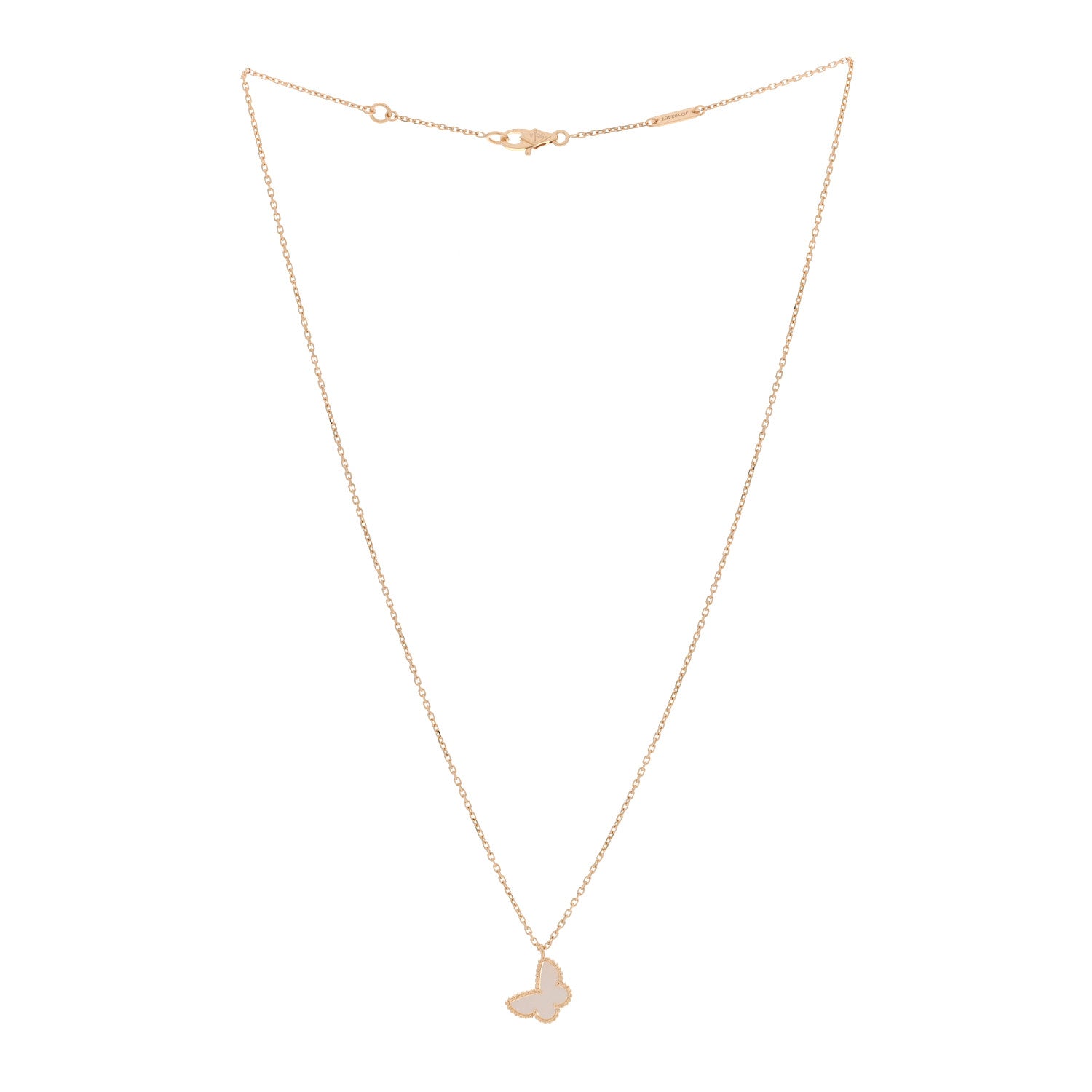 Van Cleef & Arpels 18K Yellow Gold Mother of Pearl Sweet Alhambra Butterfly Pendant Necklace 3 of 5