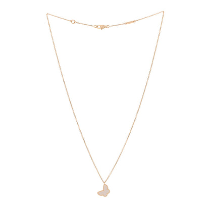 Van Cleef & Arpels 18K Yellow Gold Mother of Pearl Sweet Alhambra Butterfly Pendant Necklace 3 of 5