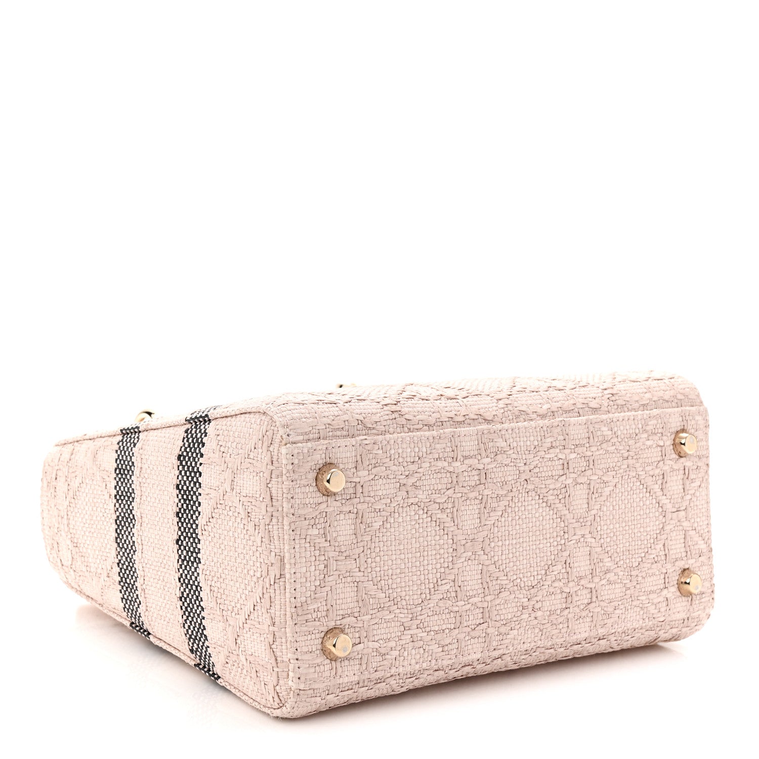 Christian Dior Raffia Woven Cannage Embroidered Medium Lady D-Lite