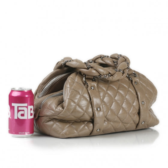 Lambskin Vintage Ligne Lady Braid Tote Taupe
