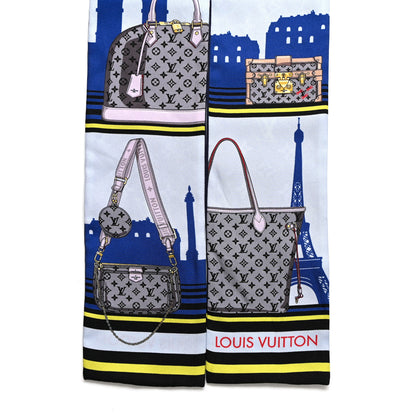 Louis Vuitton Silk Monogram Skyline Bandeau Blue 2 of 5