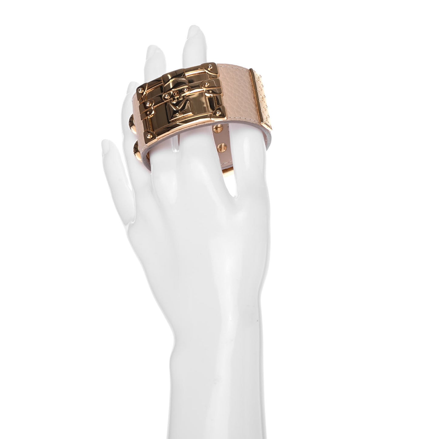 Calfskin So LV Cuff Bracelet 17 Beige