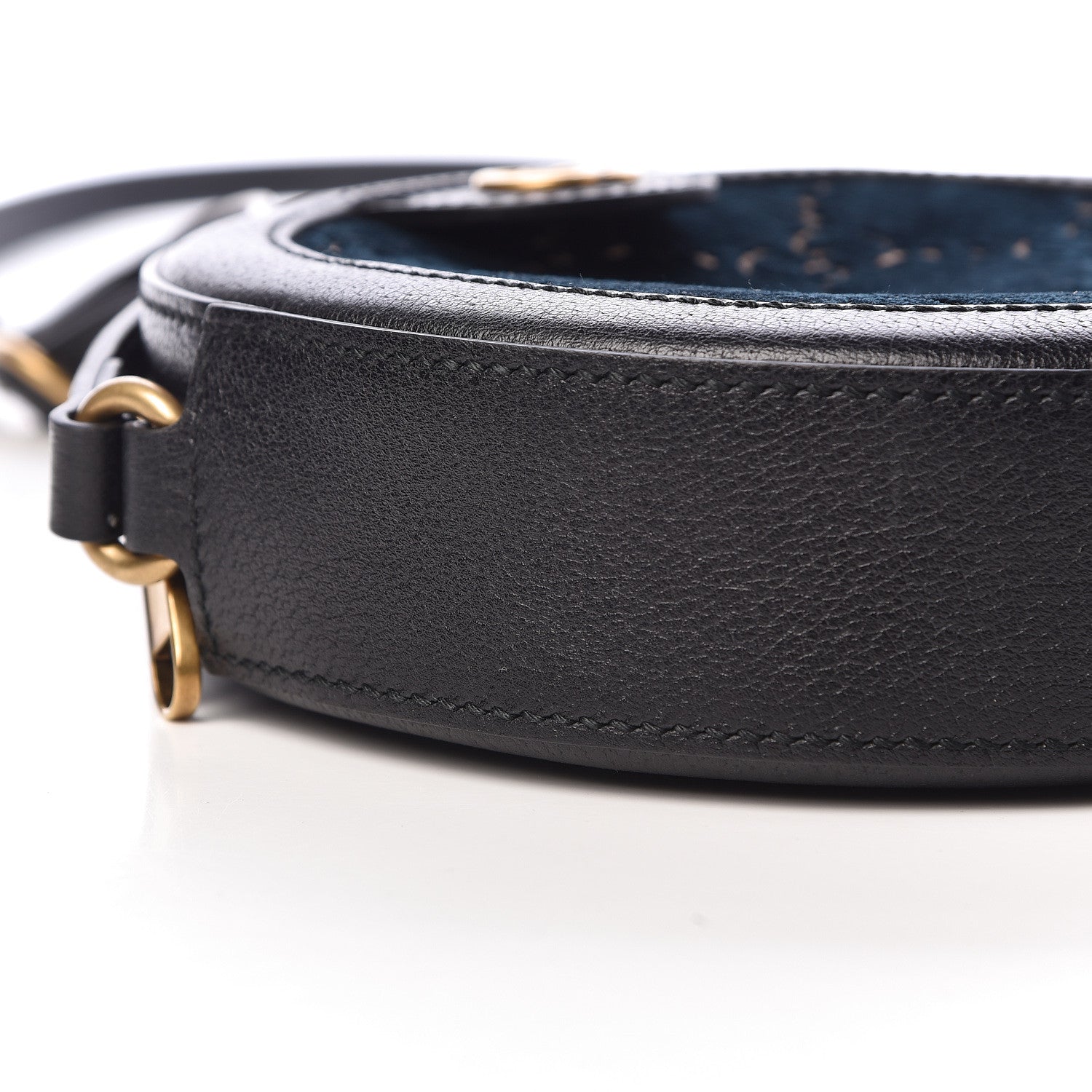 Gucci Velvet Calfskin GG Monogram Round Shoulder Bag Blue Beige 8 of 10