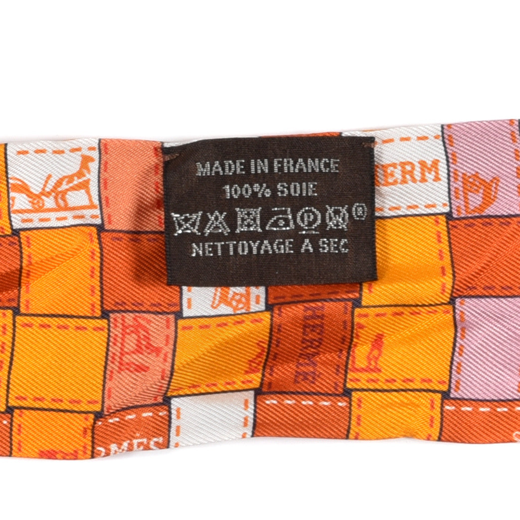 Hermes Silk Bolduc Au Carre Twilly Orange Blanc Vieux 3 of 3