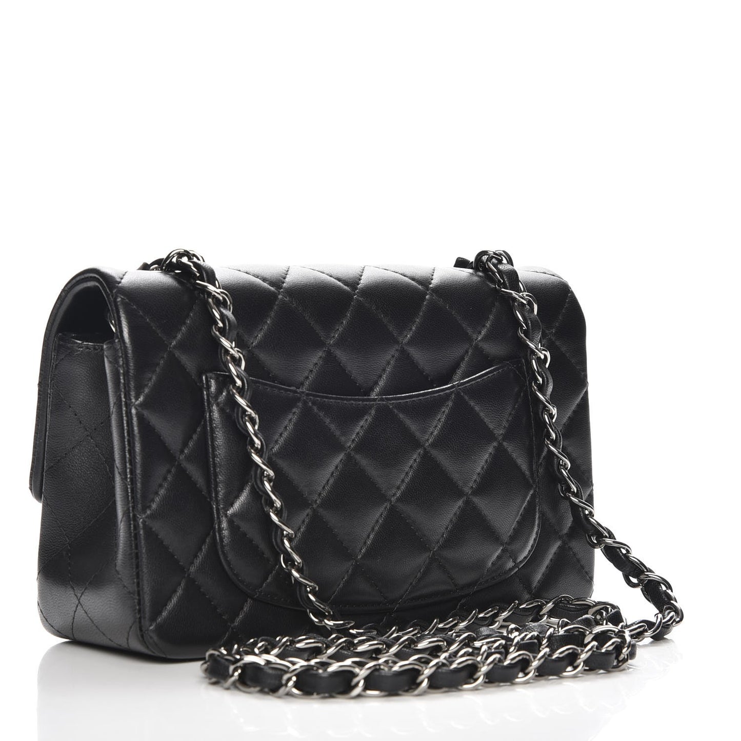 Lambskin Quilted Mini Rectangular Flap Black