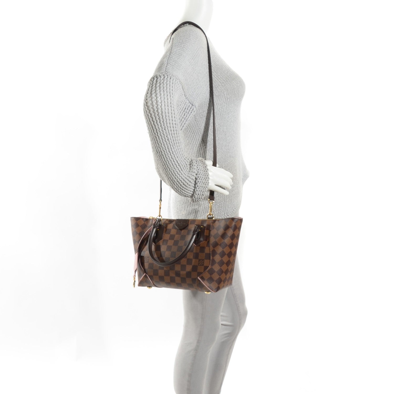 Louis Vuitton Damier Ebene Caissa Tote PM Rose Ballerine 2 of 9