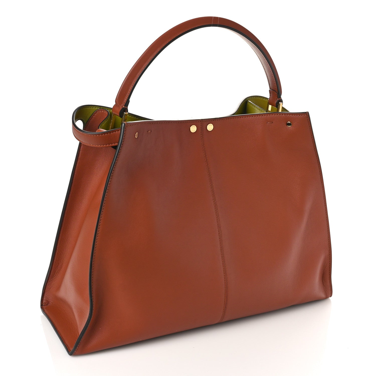 Fendi Vitello Seta Light Camoscio Large Peekaboo X-Lite Rust Verde Verline 3 of 8