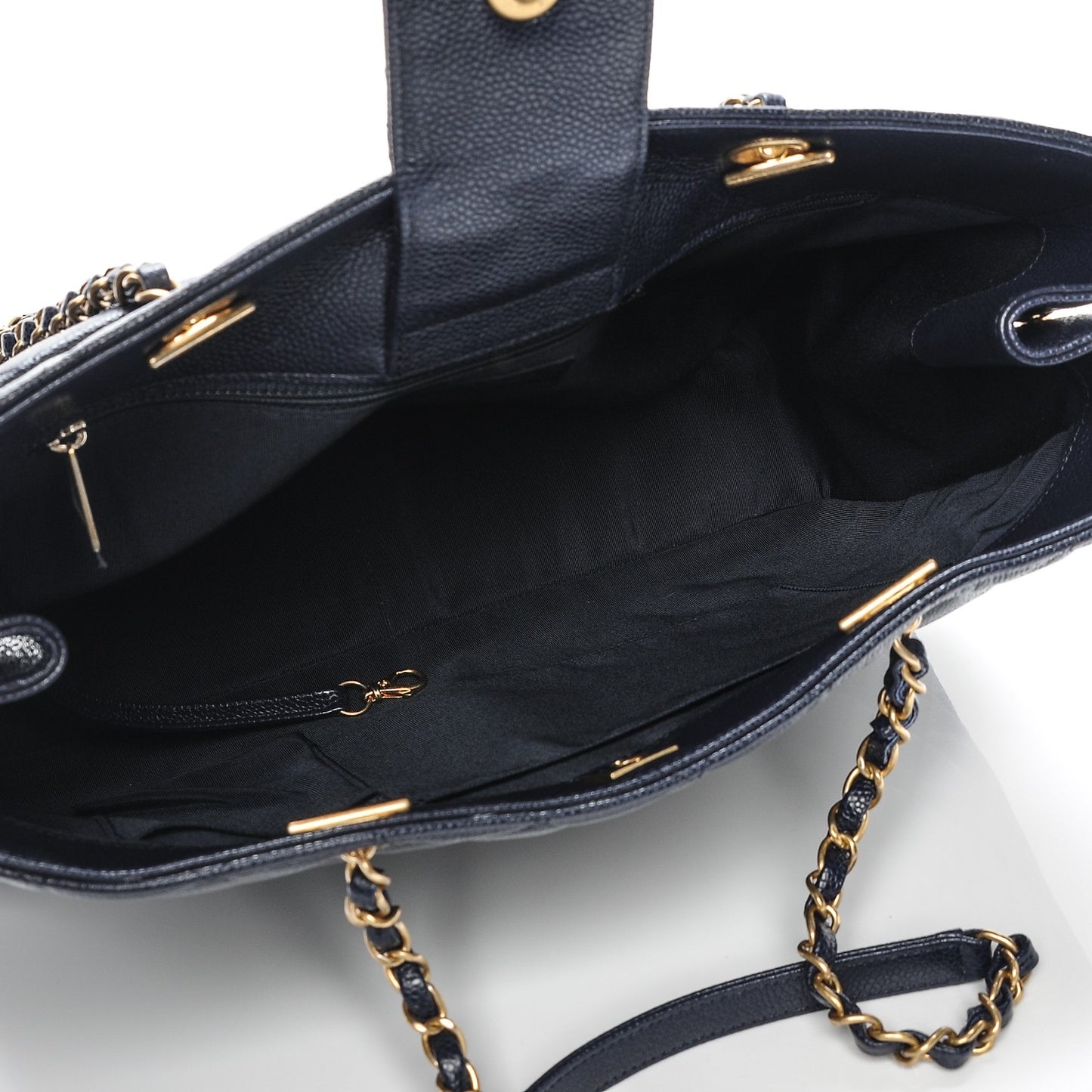 Caviar Quilted Shopping Tote Navy