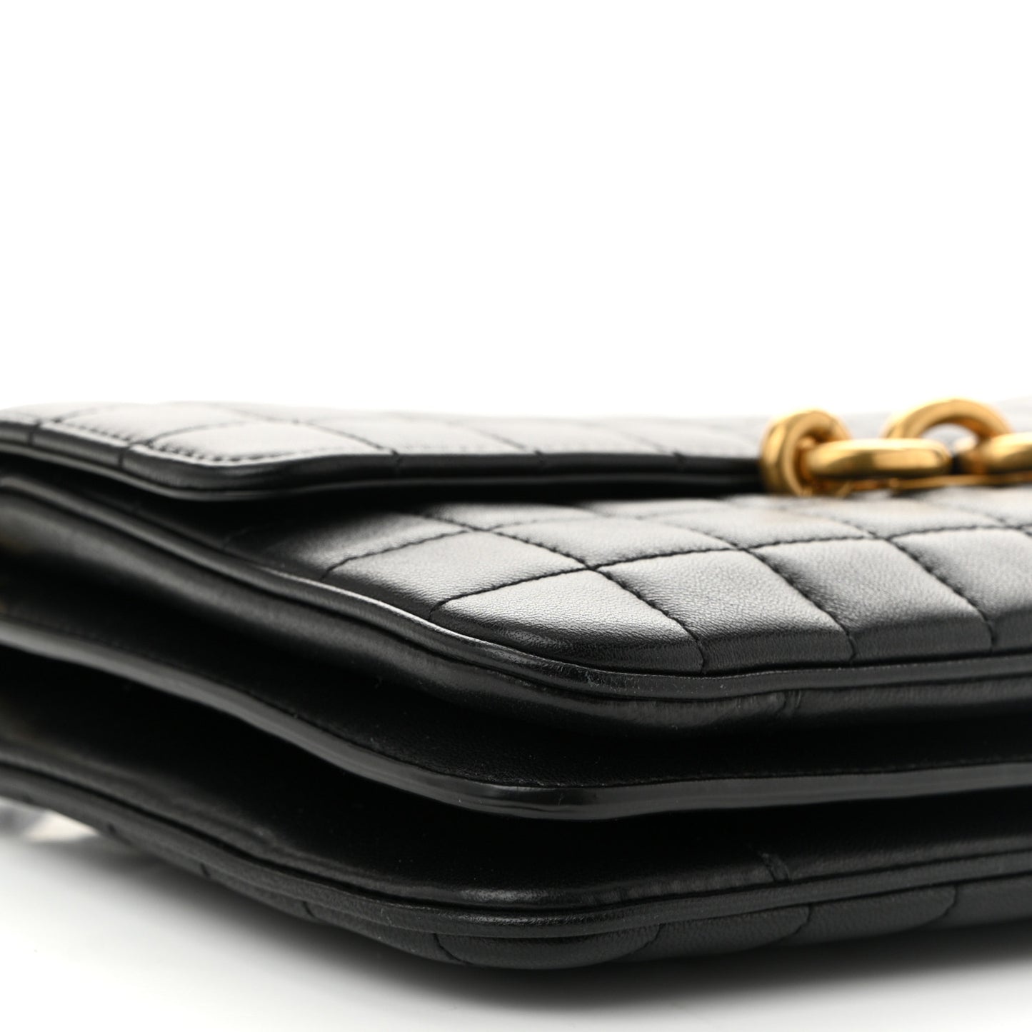 Lambskin Carre Quilted Le Maillon Satchel Black
