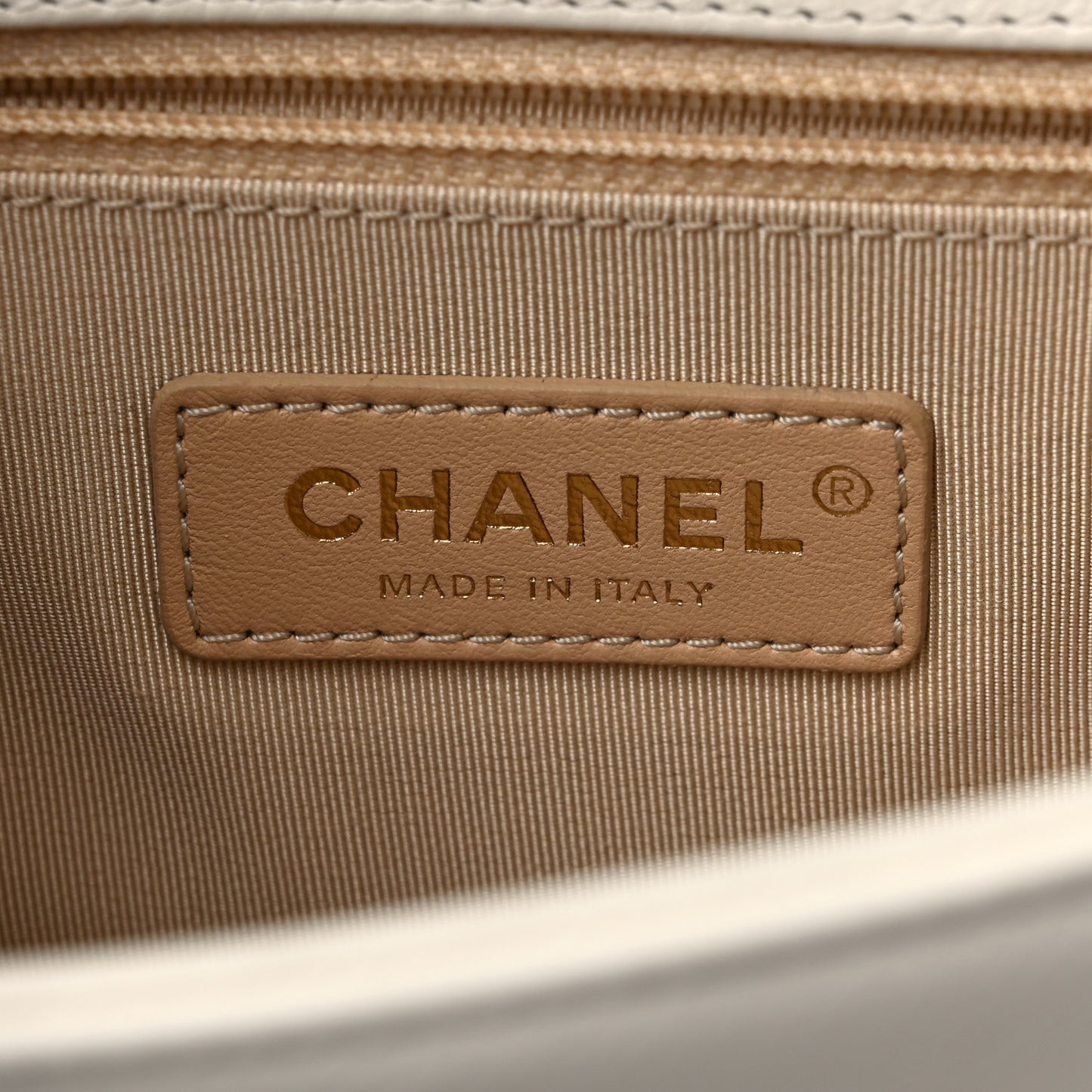 Grained Calfskin Quilted Small Label Click Flap Bag White