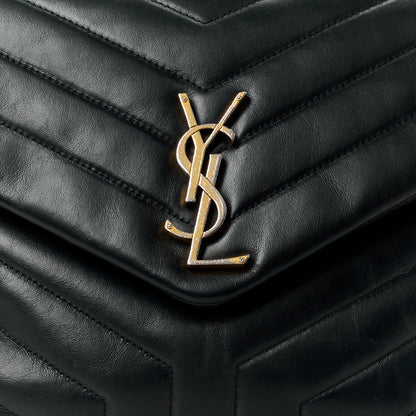 Saint Laurent Calfskin Y Quilted Monogram Medium Loulou Chain Satchel Black 9 of 13