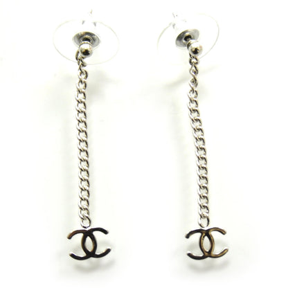 Chanel CC Long Drop Earrings Silver 1 of 4