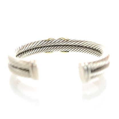 David Yurman Sterling Silver 14K Yellow Gold 10mm X Double Cable Bracelet 6 of 7