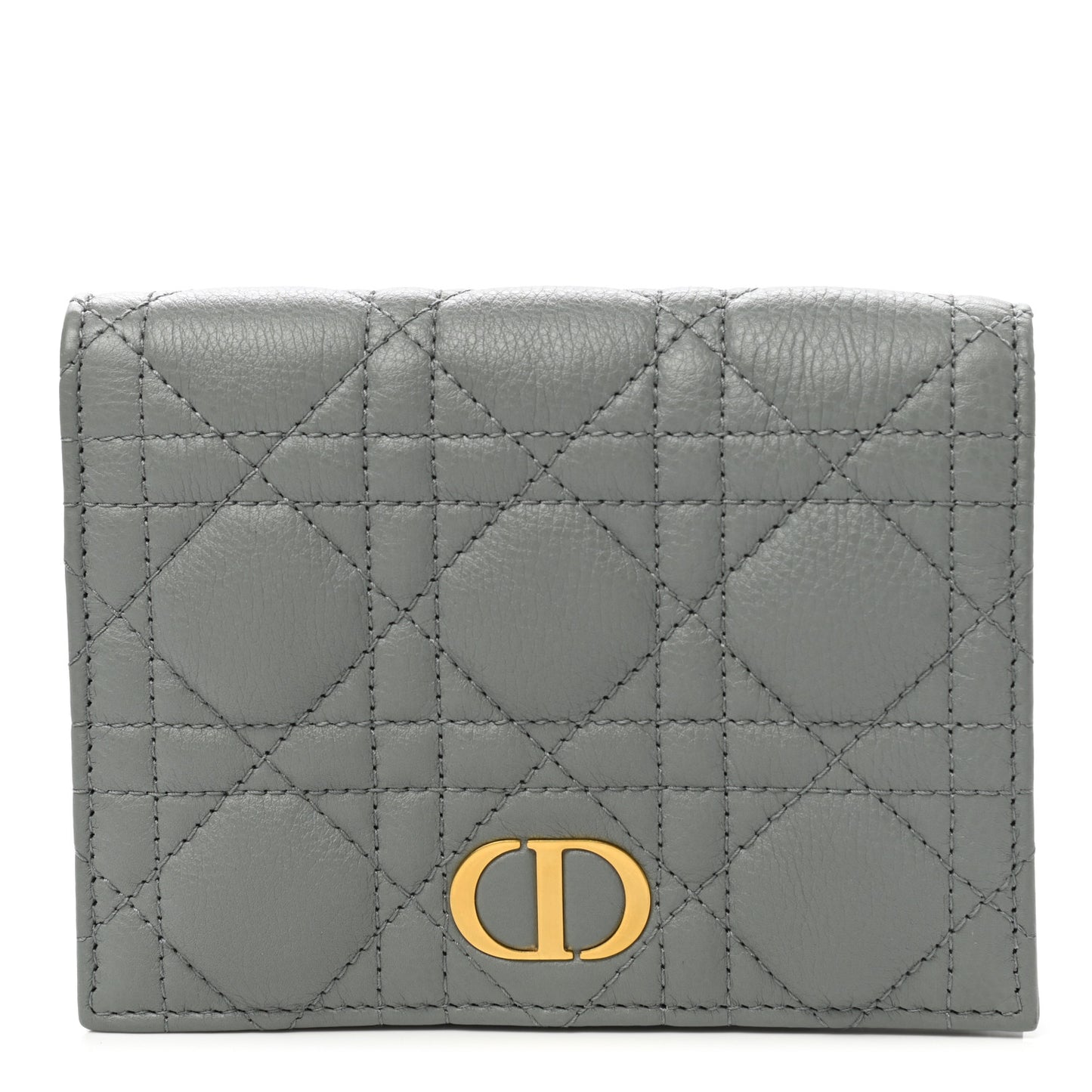 Supple Calfskin Cannage Caro Slim Wallet Grey