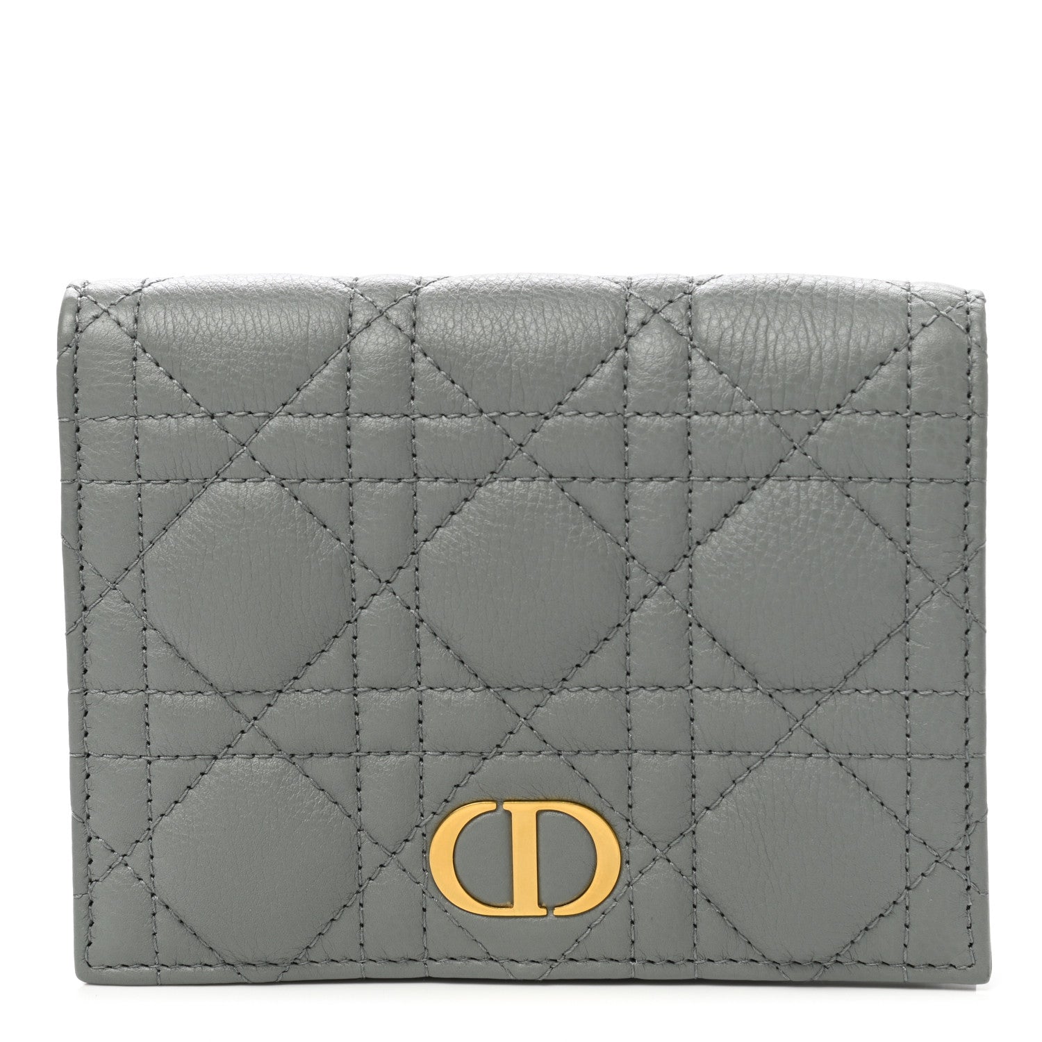 Christian Dior Supple Calfskin Cannage Caro Slim Wallet Grey 1 of 8