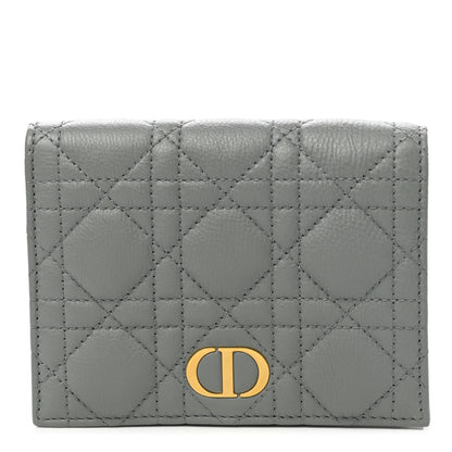 Christian Dior Supple Calfskin Cannage Caro Slim Wallet Grey 1 of 8