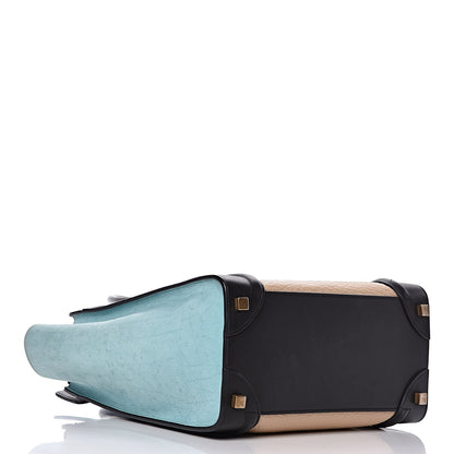 Celine Drummed Calfskin Nubuck Micro Tri-Color Luggage Antarctic 4 of 11