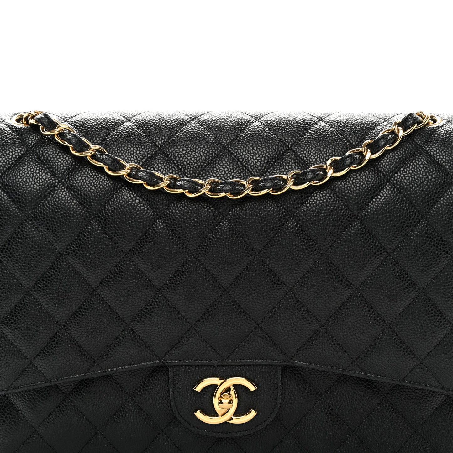 Caviar Quilted Maxi Double Flap Black