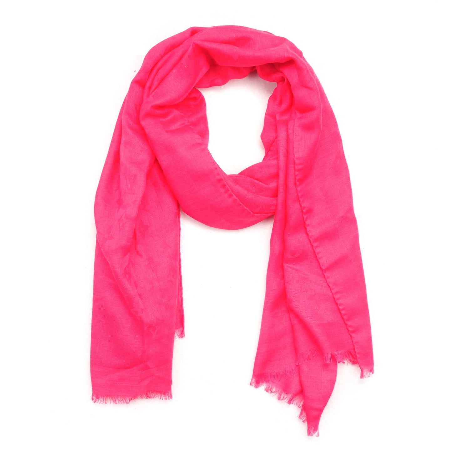 Cashmere Wool Silk Monogram Stole Fuchsia