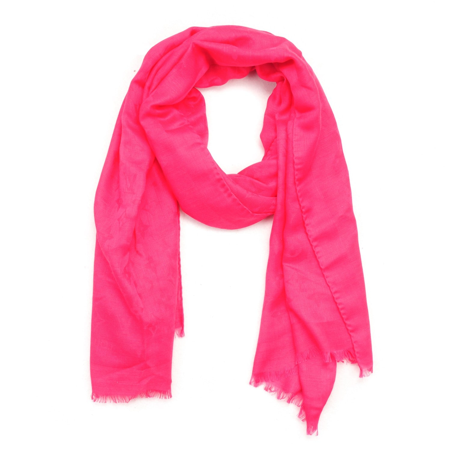 Louis Vuitton Cashmere Wool Silk Monogram Stole Fuchsia 1 of 6