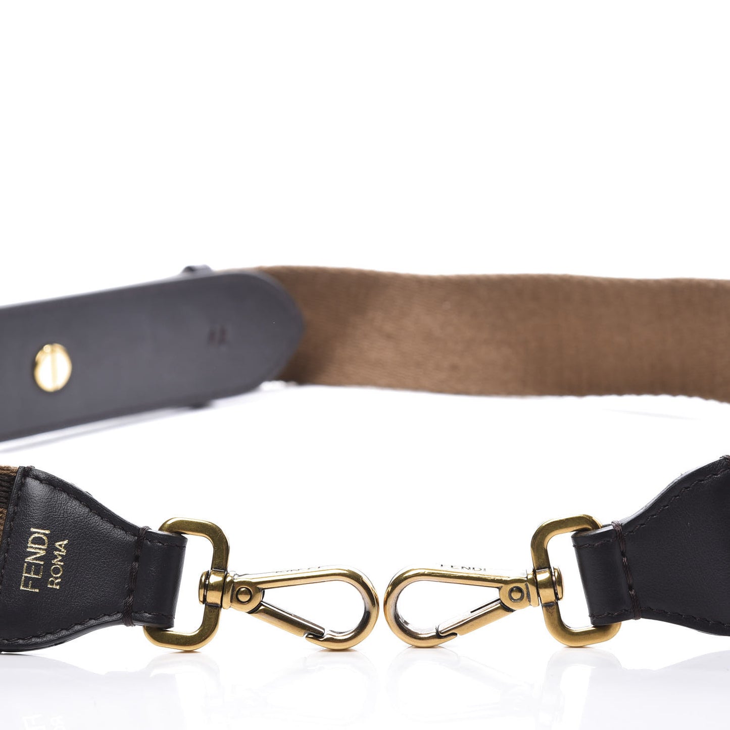 Ribbon Vitello Century FF 1974 Flat Studded Strap You Fango Marrone Ebano