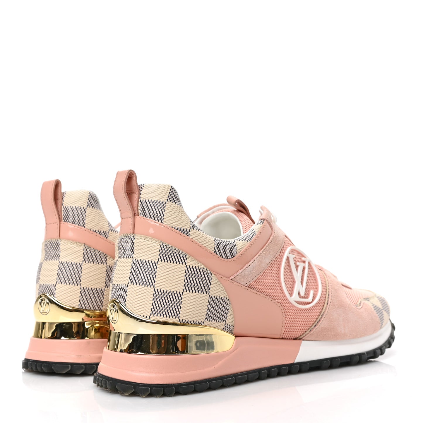 Suede Damier Azur Run Away Sneakers 38 Pink