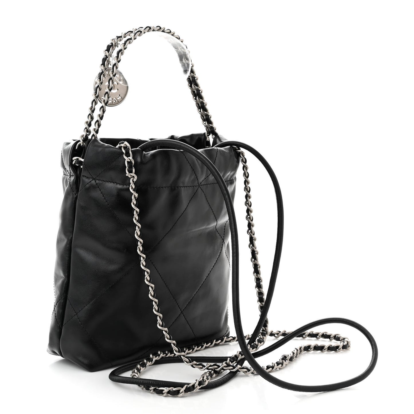 Shiny Calfskin Quilted Mini Chanel 22 Black