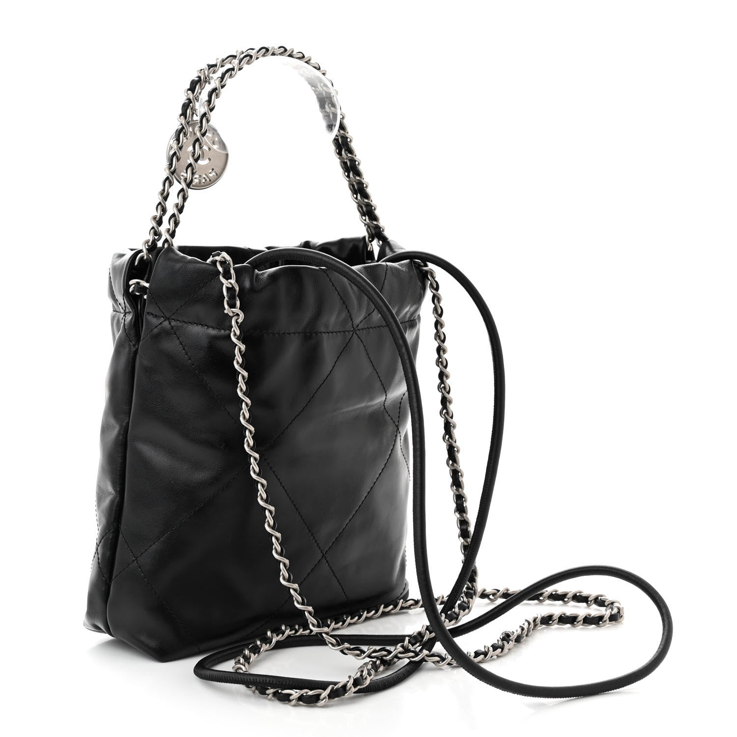 Chanel Shiny Calfskin Quilted Mini Chanel 22 Black 2 of 10