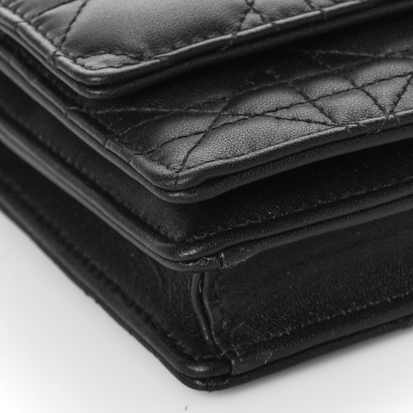 Lambskin Lady Dior Top Handle Clutch Black