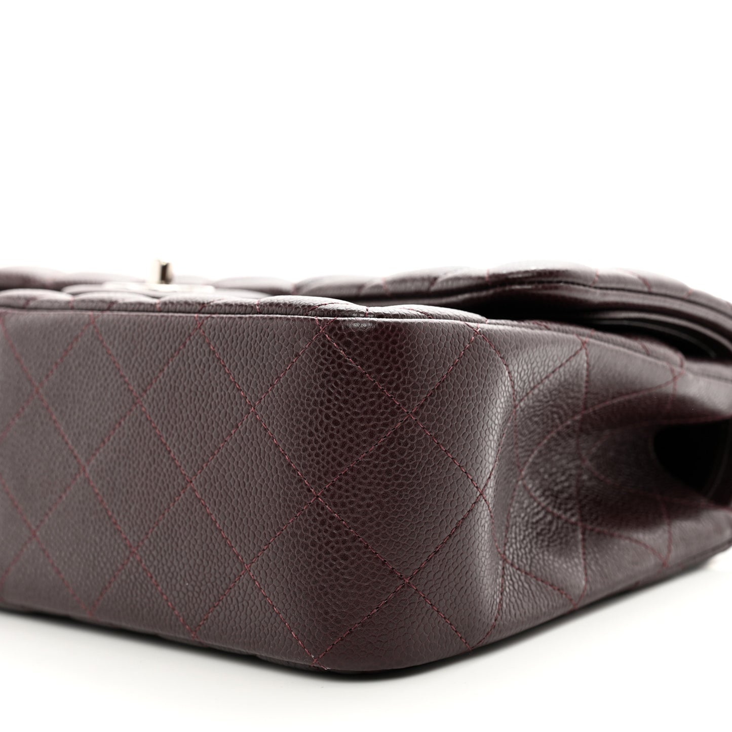 Caviar Quilted Jumbo Double Flap Burgundy