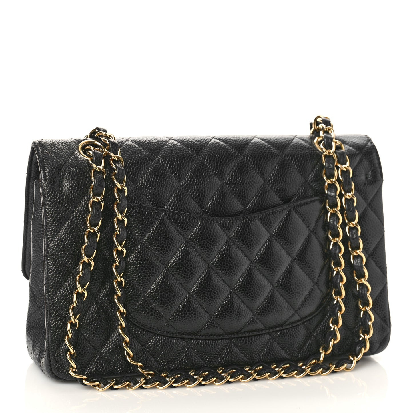 Caviar Quilted Medium Double Flap Black