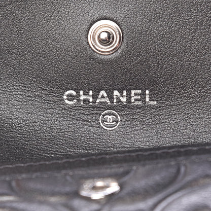 Chanel Goatskin Camellia Embossed Card Holder Wallet Grey 6 of 9