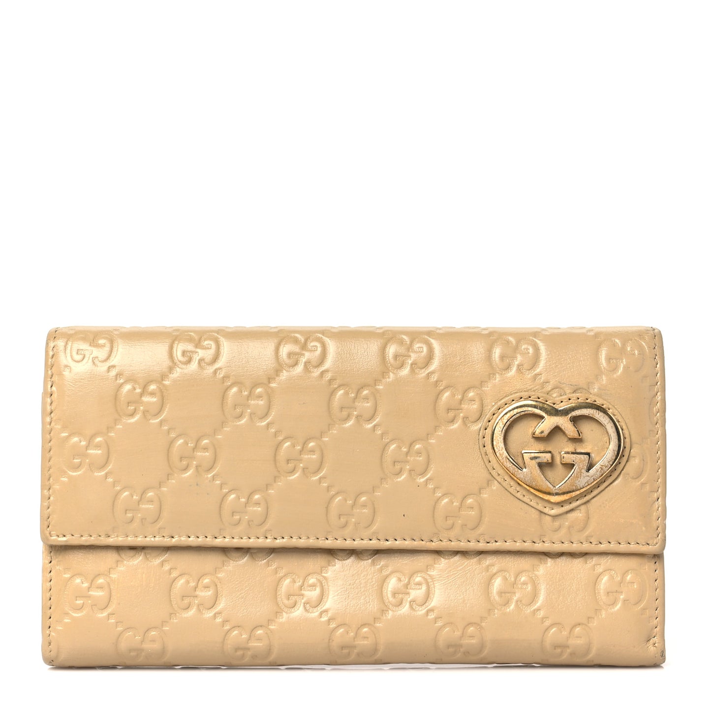 Guccissima Lovely Heart Continental Wallet Beige