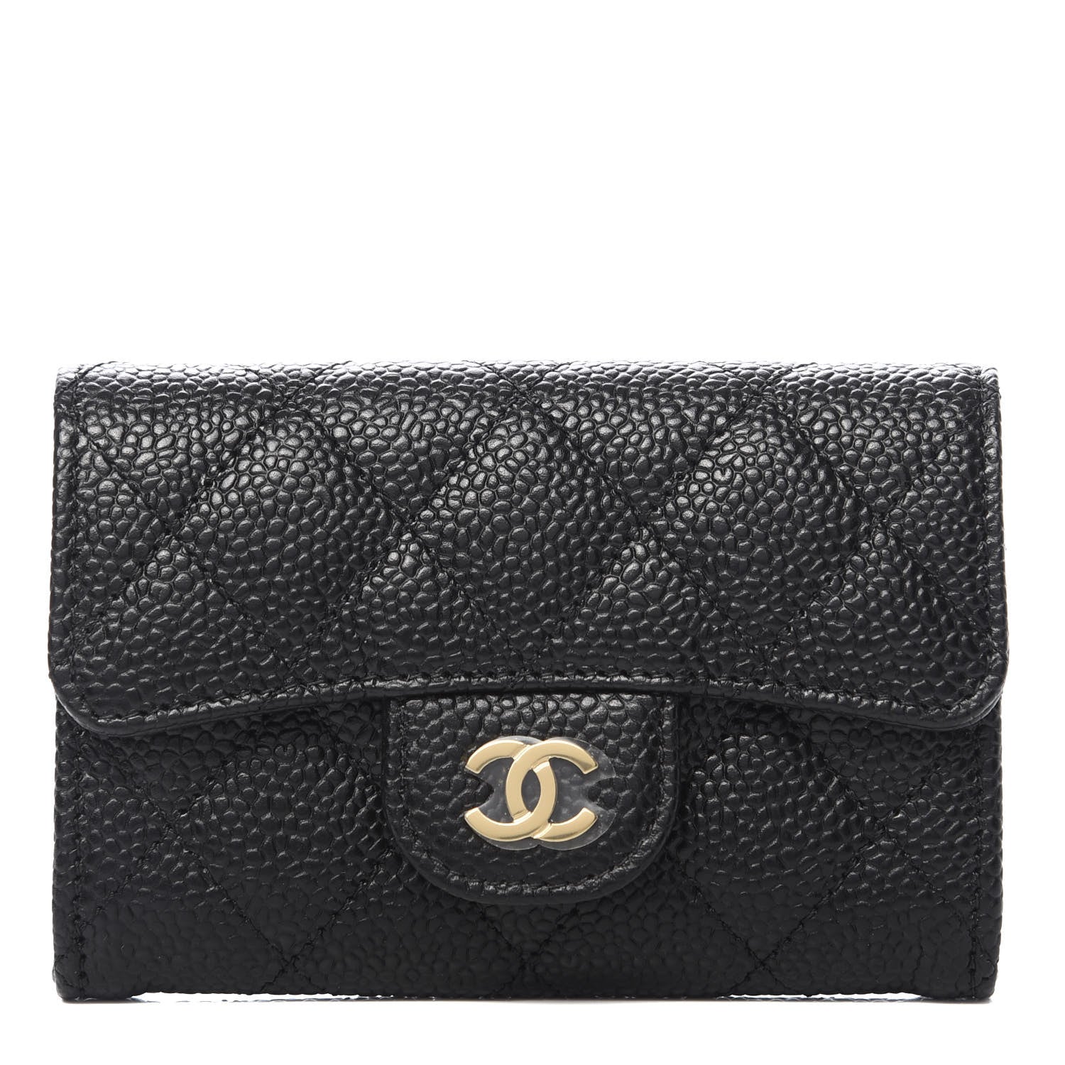 Chanel Caviar Quilted Flap Card Holder Wallet Black 1 of 9