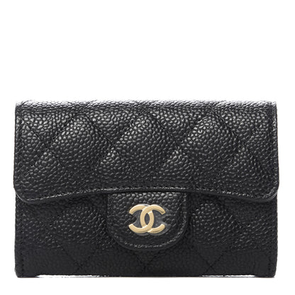 Chanel Caviar Quilted Flap Card Holder Wallet Black 1 of 9